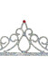 Plastic rhinestone tiara that wraps around the top of the head and hooks in back. Adjustable extender band included. Stands about 3-1/2" tall. Measures approximately 12" around without the extender, the extender is about 5-1/2" and does stretch out further from there.