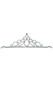 Plastic rhinestone tiara that wraps around the top of the head and hooks in back. Adjustable extender band included. Stands about 3-1/2" tall. Measures approximately 12" around without the extender, the extender is about 5-1/2" and does stretch out further from there.