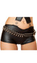 Studded faux leather bullet belt with adjustable buckle closure.