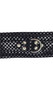 Vinyl and velour checkered pattern collar with studs and D ring detail, adjustable back buckle closure. Inside has the same soft checkered pattern for comfort.