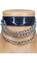 Vinyl choker featuring 3 chains and adjustable snap closure. Measures 1" wide.