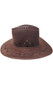 Unisex cowboy hat is made of soft faux suede material and features contrast lace up stitching and removable chin strap.