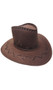 Unisex cowboy hat is made of soft faux suede material and features contrast lace up stitching and removable chin strap.