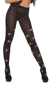 Opaque pantyhose with skull print.
