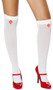Over the knee high stockings with red cross decal. Garters not included. 