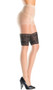 Tights with faux lace top thigh highs and printed bow detail and back seam.