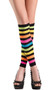 Knee high footless rainbow striped leggings.