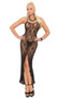 Butterfly lace slip style gown with front slit.