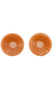 Self adhesive silicone circle shaped nipple covers with soft fabric front.