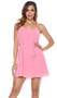 Chiffon camisole dress with racerback straps and adjustable string tie waist.