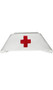 Nurse hat with adjustable elastic band and metallic cross.
