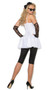 Rock Star costume includes dress, leggings, lace gloves, pearl necklace, hair piece and sunglasses. Six piece set.