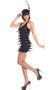 Flirtatious Flapper costume includes sleeveless fringe dress and faux pearl necklace. Two piece set.