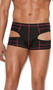 Boxer brief with cut out sides and contrast hot pink stitching.