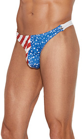Men's side snap closure thong with Stars and Stripes detail on the front side.