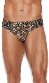 Men's leopard print thong back brief.