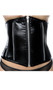 Wet look waist cincher with front zipper closure, half zipper details, boning, and lace up back.