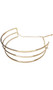 Metal choker with three bars. Bars are shaped in a semi-circle, the back is open with a chain on an adjustable lobster clasp closure.