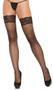 Sheer thigh high stocking with lace top and back seam.