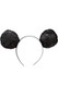 Sequin mouse ears on uncovered black plastic headband. Ears are slightly padded.
