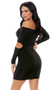 Long sleeve off the shoulder mini dress with elbow slits.