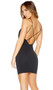 Sleeveless mini dress with deep plunging neckline and criss cross back straps.