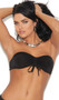 Lycra bandeau top with drawstring front, ruching and tie back closure.