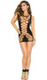 Sleeveless seamless crochet mini dress with sexy front and back cut outs.