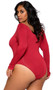 Super soft long sleeve body suit with scoop neck and back, snap crotch, high cut sides and cheeky cut back.