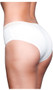 Seamless microfiber brief panty with striped elastic waistband.