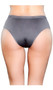 Seamless microfiber brief panty with striped elastic waistband.