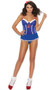 Sexy Sailor costume includes skirted mesh teddy with striped halter neck straps, v neckline, mini satin bow detail, lace trim and anchor patch. Bow headband also included. Two piece set.