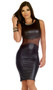 Sleeveless matte midi dress with mesh insets, crew neck and wide tank straps.