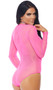 Sheer mesh long sleeve bodysuit with back zipper closure.