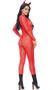 Sheer mesh long sleeve catsuit with back zipper closure.