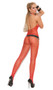 Seamless fishnet halter bodystocking with open crotch.