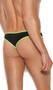 Men's thong with contrast neon green trim.