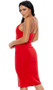Sleeveless midi dress featues a V-wire sweetheart neckline, thigh slit and adjustable straps.