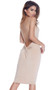 Sleeveless V-neck midi dress with plunging open back and knot detail.