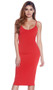 Sleeveless V-neck midi dress with plunging open back and knot detail.