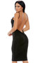 Sleeveless V-neck midi dress with plunging open back and knot detail.
