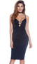 Sleeveless midi dress with plunging neckline, strappy chest details, adjustable shoulder straps and zipper back.