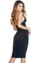 Sleeveless halter midi dress with criss cross straps and metal O-ring detail over plunging neckline.