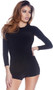 Long sleeve mock neck romper with cut out back and open sides.