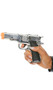 Silver plastic prop cap gun costume accessory. Working trigger.