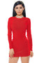 Sheer mesh mini dress with crew neck and long sleeves. Pull on style.