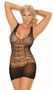 Crochet net mini dress features a sheer strappy net design, wide shoulder straps, scoop neck and back, and a plain sheer bottom.