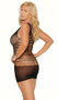 Crochet net mini dress features a sheer strappy net design, wide shoulder straps, scoop neck and back, and a plain sheer bottom.
