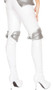 Metallic silver knee pads with slight padding and white elastic back strap. Pull on style. Pair.