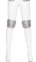 Metallic silver knee pads with slight padding and white elastic back strap. Pull on style. Pair.